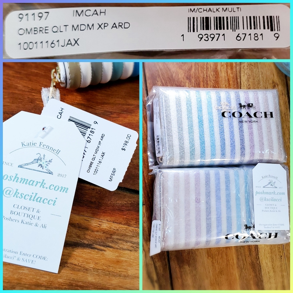 Coach Medium Zip Around Wallet w/ Ombre Quilting - Picture 5 of 7